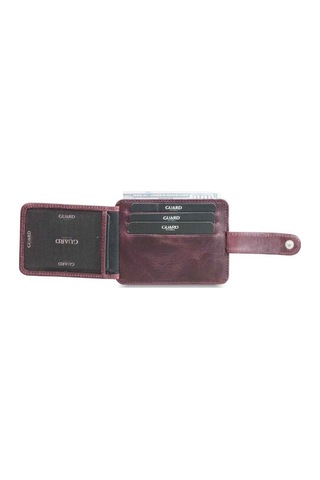 Guard Dikey Crazy Bordo Hakiki Deri Kartlık Erkek / Kadın P5171 Bordo
