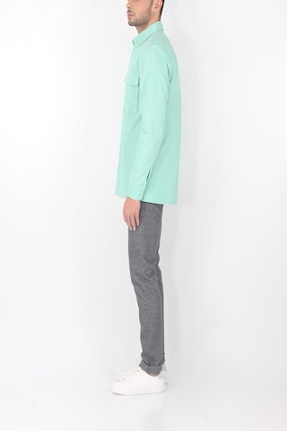 Unisex Mint Yeşili Gizli Düğme Kapamalı Cepli Overshirt  Gömlek Mint