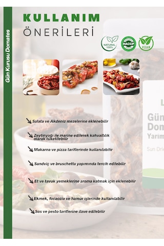 Güneşte Kurutulmuş Domates Yarım Kesim 500g Sun Dried Tomatoes Halves 500 G
