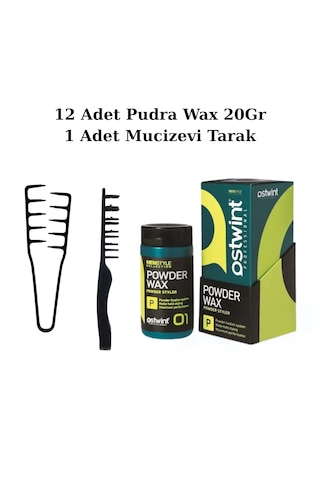 Ostwint Profesyonel Saç Şekillendirici Pudra Wax 20gr X12 Adet Yeşil & Mucizevi Tarak