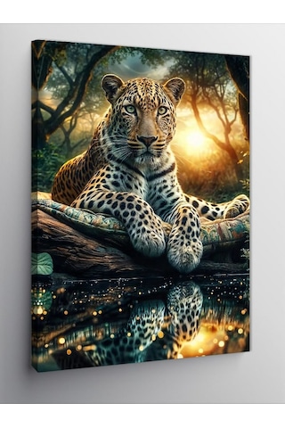 Kanvas Tablo Ormandaki Asil Leopar 100cmx140cm