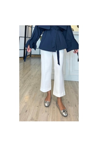 Unika Boutique Önden Dikişli Scuba Pantolon Siyah Beyaz