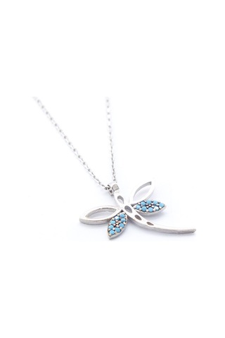 Ferizz Mavi Taşlı Yusufcuk Gümüş Kolye Gk-319