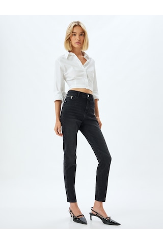 Koton Yüksek Bel Kot Pantolon Dar Paça Push Up - Skinny Push Up Fit Jean Siyah 5wal40006md Siyah