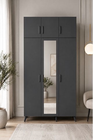 Alara Tamamı Mdf Aynalı Portmanto Vestiyer Ayakkabılık Füme 120 Cm - M5 Antrasit