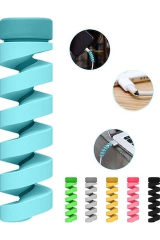 Şarj Kablo Koruyucu Silikon Spiral 8Li Paket