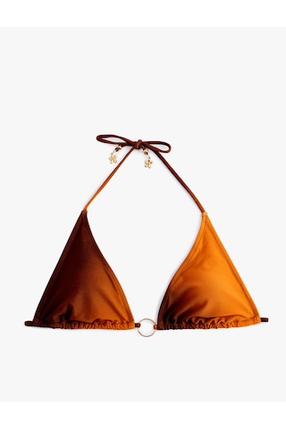 Koton Degrade Renk Geçişli Charm Ve Halka Detaylı Üçgen Bikini Üstü Kahverengi Desenli 6sak10078mm