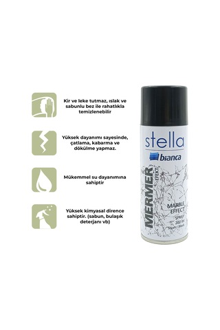 Bianca Stella İnce Mermer Efekt Sprey Boya Siyah 200 Ml 0001 Beyaz