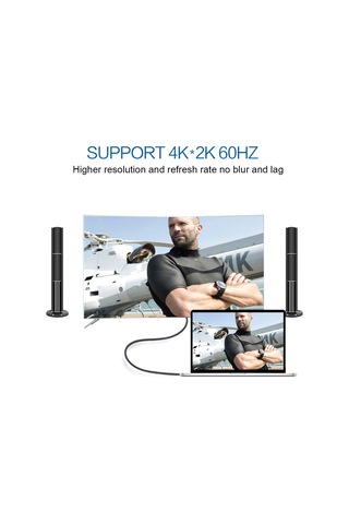 Qgeem QG-UA13 Tip-C 4K TV Monitörü Bağlantı Kablosu 3 Metre