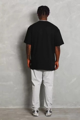 Zenna Tarz Unisex Oversize Düz Bisiklet Yaka T-shirt - Siyah