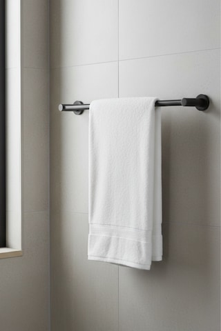 Siyah Paslanmaz Banyo 40 Cm Krom Çubuk Uzun Havluluk Duvar Askısı Siyah