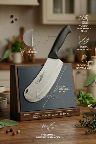 Silver Serisi 3 Lü Mutfak Bıçağı Börek Pizza Bıçağı Pide Salata Kıyma Mutfak Bıçak Tavuk Satırı Siyah Sap Mft-758x