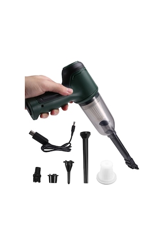 Crackedice Mini El Tipi Elektrikli Süpürge Kablosuz Araba Elektrikli Süpürgesi Taşınabilir Yeşil