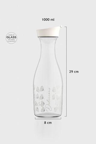 Renga Odesa Çiçek Desenli 1000 Ml Cam Karaf 212010 Bej
