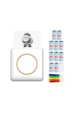 Tenfowee C20 Mini Termal Etiket Yazıcı, 203dpi Çözünürlük, Bt Bağlantı, 1000mah Pil, 10 Adet Yapışkan Etiket + 1 Adet Termal Kağıt + 5 Renkli Kalem İçerir Gümüş