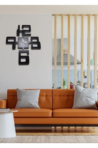 Ahşap Duvar Dekoratif Duvar Saati Siyah