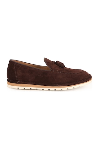 Libero Erkek Loafer Ayakkabı Hakiki Süet Deri Püsküllü Pratik Slip-on Esnek Tırtıklı Termo Taban L6016 Kahve