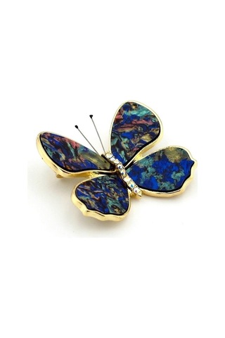 Solfera Renkli Kanatlı Kelebek Parlak Zirkon Taşlı Rozet Broş Rz158