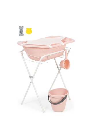 Babyjem Ayaklı Bebek Banyo Küvet Seti 7 Parça Pembe