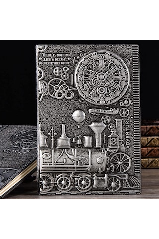 Hediyelik Gümüş Tren Kabartmalı Deri Defter