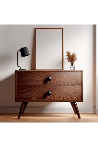 Doğal Ahşap 2 Çekmeceli Komodin 1. Sınıf Masif Maun Ağacı 60cm X