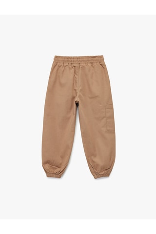 Koton Pamuklu Gabardin Beli Bağcıklı Kargo Cepli Jogger Pantolon Kahverengi 6wmb40018tw Kahve