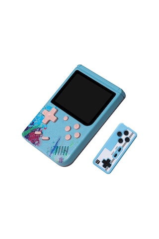 Vkemall G50 El Tipi Oyun Konsolu 3.0 İnç Renkli Ekran 500 Eski Oyun Av Bağlantılı Kumanda İle Mavi