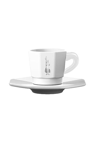 - 4'lü Espresso Fincan Seti - Sekizgen Tasarım - Beyaz Renk - Porselen