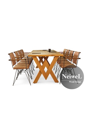 Neiwel Linna Doğal Ahşap Toplantı Masası x 120 x 260 Açık Ceviz