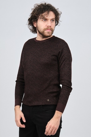 Çizgi Triko Erkek Bisiklet Yaka Slim Fit Desenli Kazak 42554255 B Bordo
