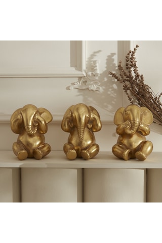 Karaca Home Elephant Biblo Gold 9x9x12 Cm