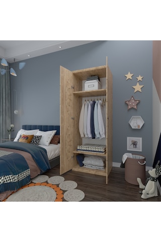 Ed Pet Dizayn 2 Kapaklı Elbise Dolabı Atlantik Çam 80 Cm Genişlik