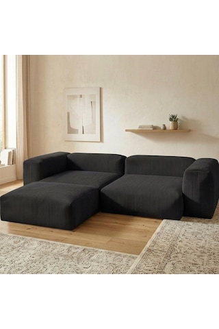 Relax Köşe Koltuk Takımı Sünger Koltuk Kanepe Divan Siyah