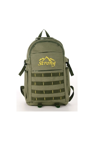 Strong Unisex Kanvas Kumaş Laptop Bölmeli Outdoor Sırt Çantası Dağcı Sırt Çantası Haki Yeşil