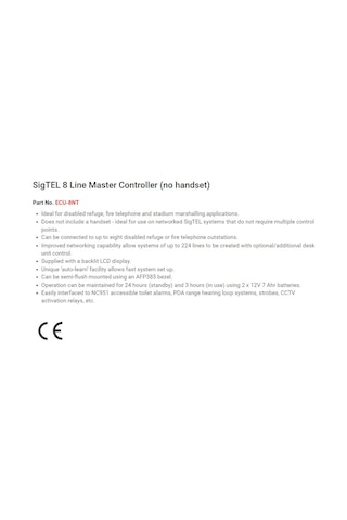 C-TEC SigTEL Compact1-64 ECU-8NT İtfaiyeci Telefon Sistemi Master Kontrolör 8 Hat Bağlanır