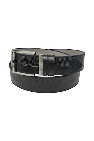 Süzer Deri Siyah Suni Deri 4.5 Cm. Genişlik Yarı Desenli Model Spor Erkek Kemer // 4500-021 Siyah