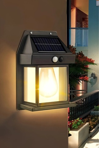 2024 Model Suya Dayanıklı Hareket Sensörlü Güneş Enerjili Solar Led Dış Mekan Bahçe Lambası Siyah