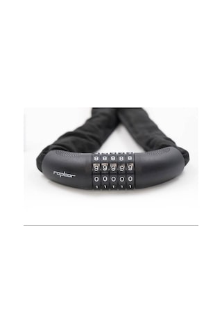Raptor Bisiklet Kilidi Zincir Kilit - 6x90 Cm Şifreli Kilit Kılıflı 5 Şifreli Siyah Renk Siyah