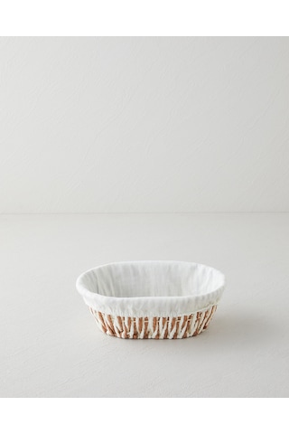 English Home Navessa Kağıt Ekmek Sepeti 24x18x8 Cm Krem Krem