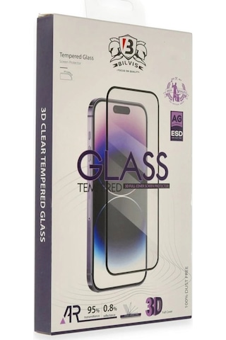 Mey İthalat Apple iPhone Uyumlu 17 Air Bilvis 3d Cam Ekran Koruyucu - Siyah