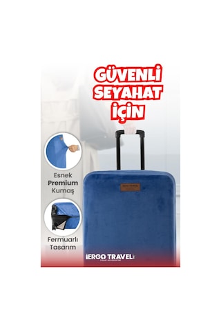 Valiz Koruma Kılıfı Kadife Kılıf - Lacivert - Küçük Boy Ergo Travel Lacivert