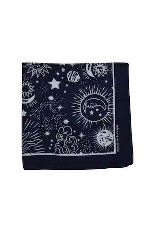 Bandana Atmosfer Desenli Kare Lacivert