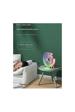 Masaüstü Vantilatör Usb Şarjlı Rgb Led Işıklı 3 Kademeli 180 Ayarlanabilir Soğutucu Fan Yeşil Krgltgsnyfgm4gw80l0