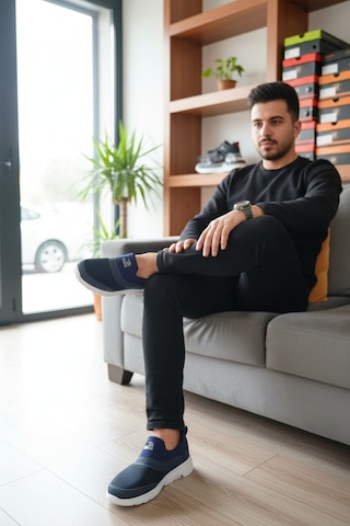 Enoch Erkek Bağcıksız Pratik Yürüyüş Ayakkabısı - Fileli Rahat Kalıp Slip-on 2332 Lacı