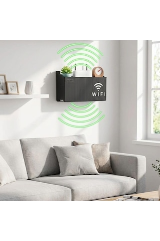 Duvar Tipi Wi-fi Modem Saklama Kutusu Siyah Kablo Düzenleyici Router Raf Organizer 5250