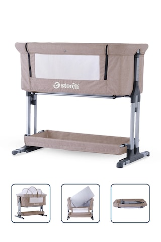 Baby Storch - Sallanabilir Anne Yanı Portatif Beşik Bej