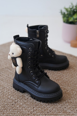 Daxtors D006 Günlük Ortopedik Ayıcıklı Kız Çocuk Botu Siyah