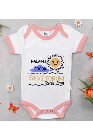 Bk Gift Bk Kids Kişiye Özel Pembe Bebek Body Zıbın - Model 95