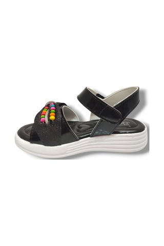 Butiqe 1809-25 Boncuk Taşli Anatomik Kız Çocuk Sandalet 26-30 Siyah