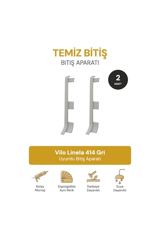 Vilo Süpürgelik Bitim Aparatı 2 Adet Linela 414 Gri Uyumlu